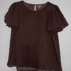 Vince Camuto Chocolate Brown Textured Blouse